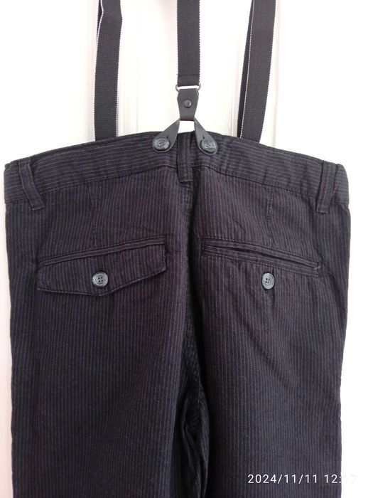Панталон Нов С тиранти, черно с райе, момче 13г, 158см., Нов, 100% пам