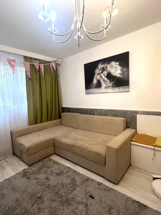 Canapea coltar extensibil si 2 lazi depozitare -canapea bej cu huse