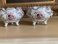 Elegante jardiniere-portelan fin-medalioane florale-Anglia