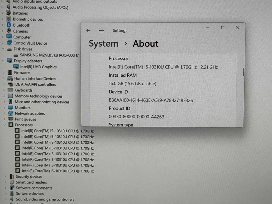 15.6 Dell Latitude 5510`Core i5-10310U/16GB RAM/512GB SSD/FHD IPS
