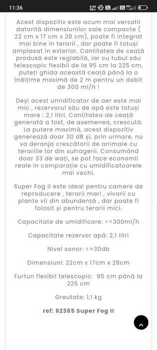 Umidificator super fog 2 mist maker