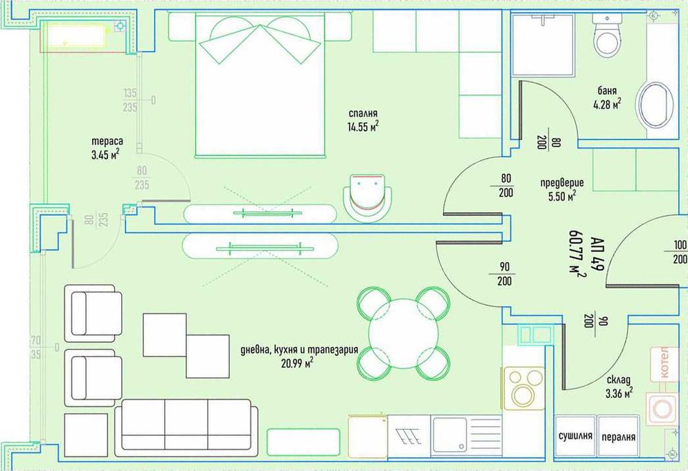 Продава се Двустаен апартамент в София, Малинова долина - 69 кв.м за 1547 €/кв.м - Снимка #3
