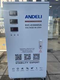 Стабилизатор напряж.АНДЕЛИ/ANDELI/STABILIZATOR с QR-SVC-30 kVa 80-250V