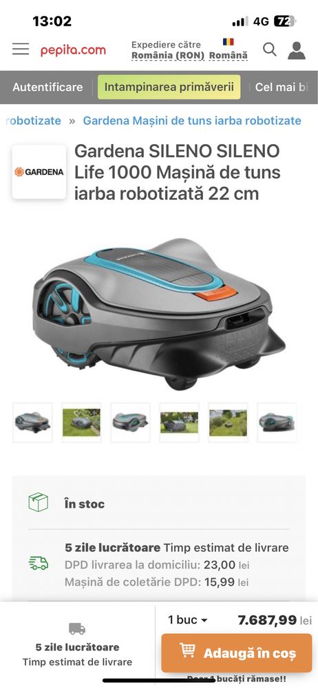 Roboti de gazon Gardena Smart Sileno Life 1500/1000 si 600