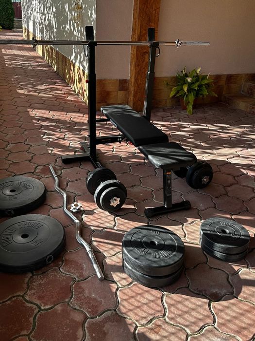 Gantere 7.5 kg + bara, bara Z, bara piept+ 2 greutăți 5 KG, 10KG, 15 K