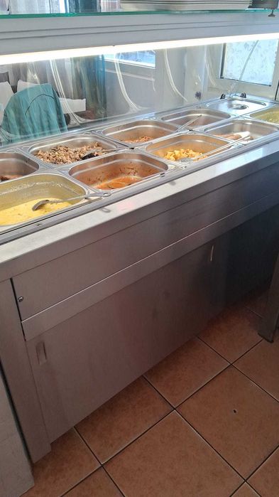 Vitrina calda si mese inox, chiuveta inox