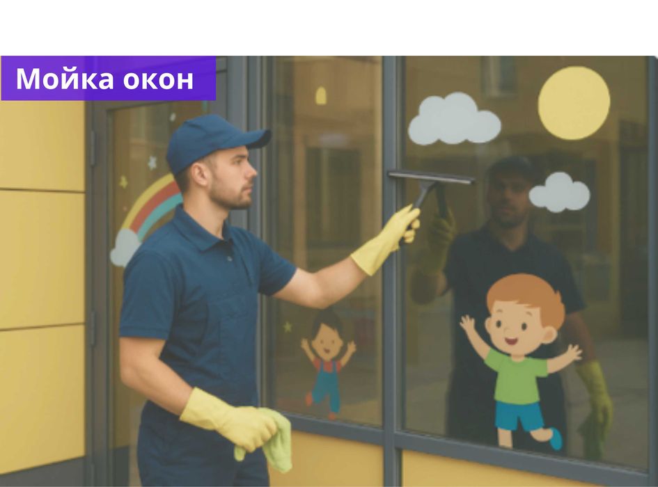 Мойка окон в детском саду. Безопасная химия, срочный выезд.