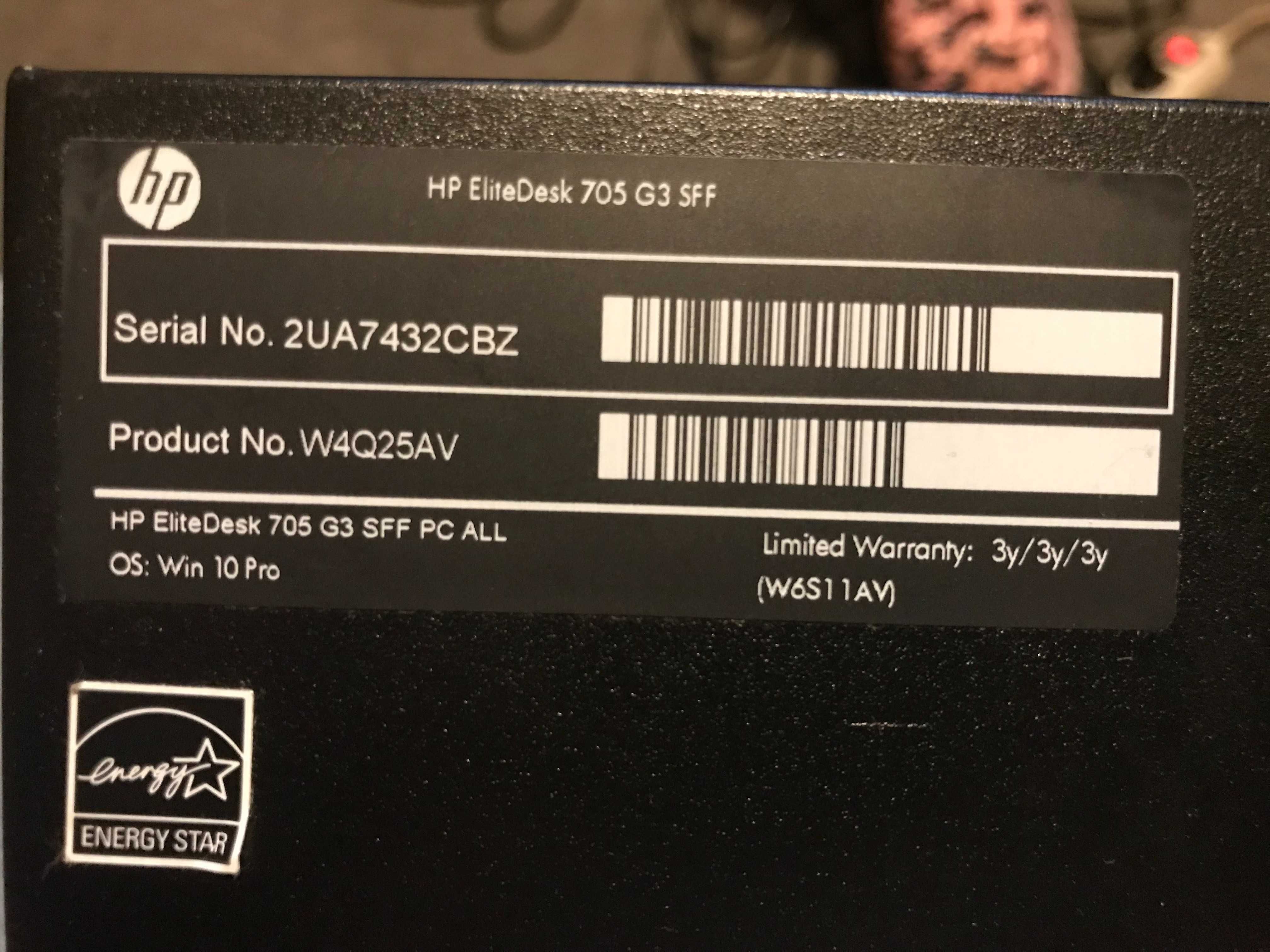 HP EliteDesk 705 G3 - SFF,A12 9800 / 3.8 GHz - RAM 16 GB DDR4