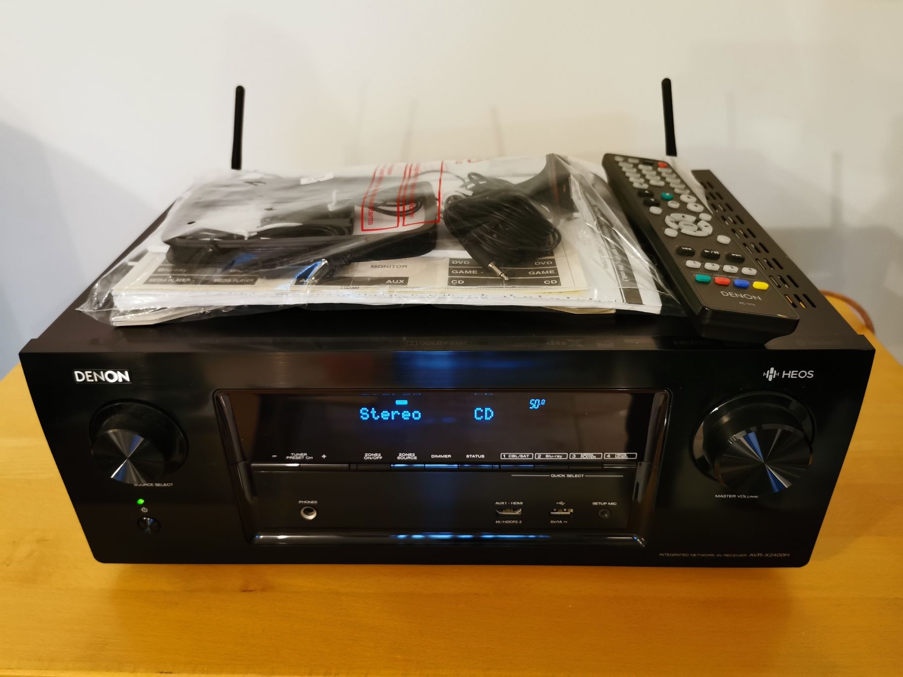 Receiver 7.2 Denon AVR-X2400H Dolby Atmos dtsX Bluetooth Heos WiFi