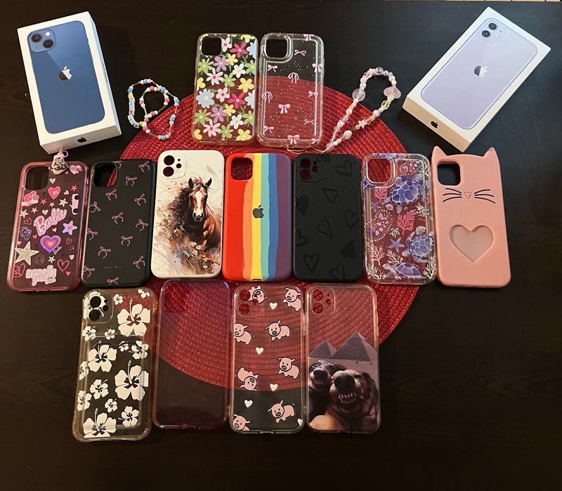 iPhone 11 лилав + 15 калъфа + 5 протектора – отлично състояние