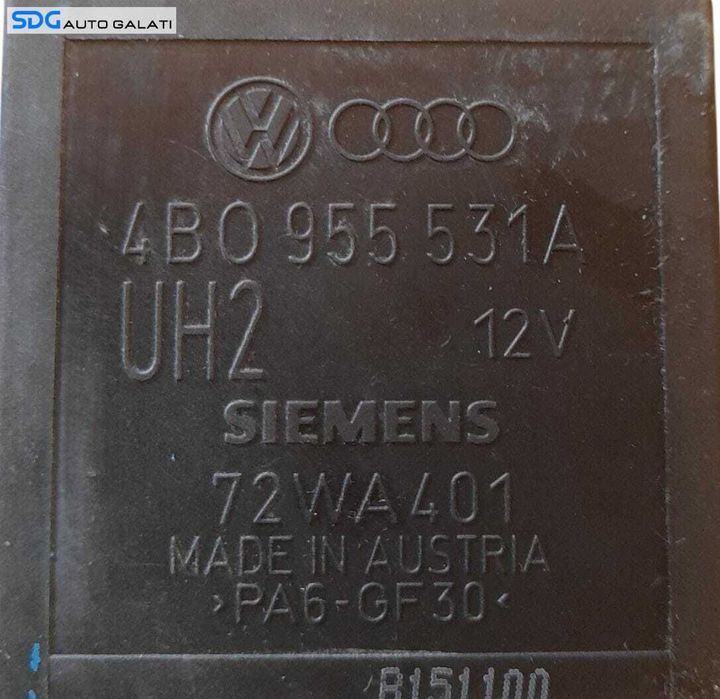 Releu Temporizare Stergator Parbriz Audi A4 B5 1995 - 2001 Cod 4B0955531A 72WA401 [N1273]