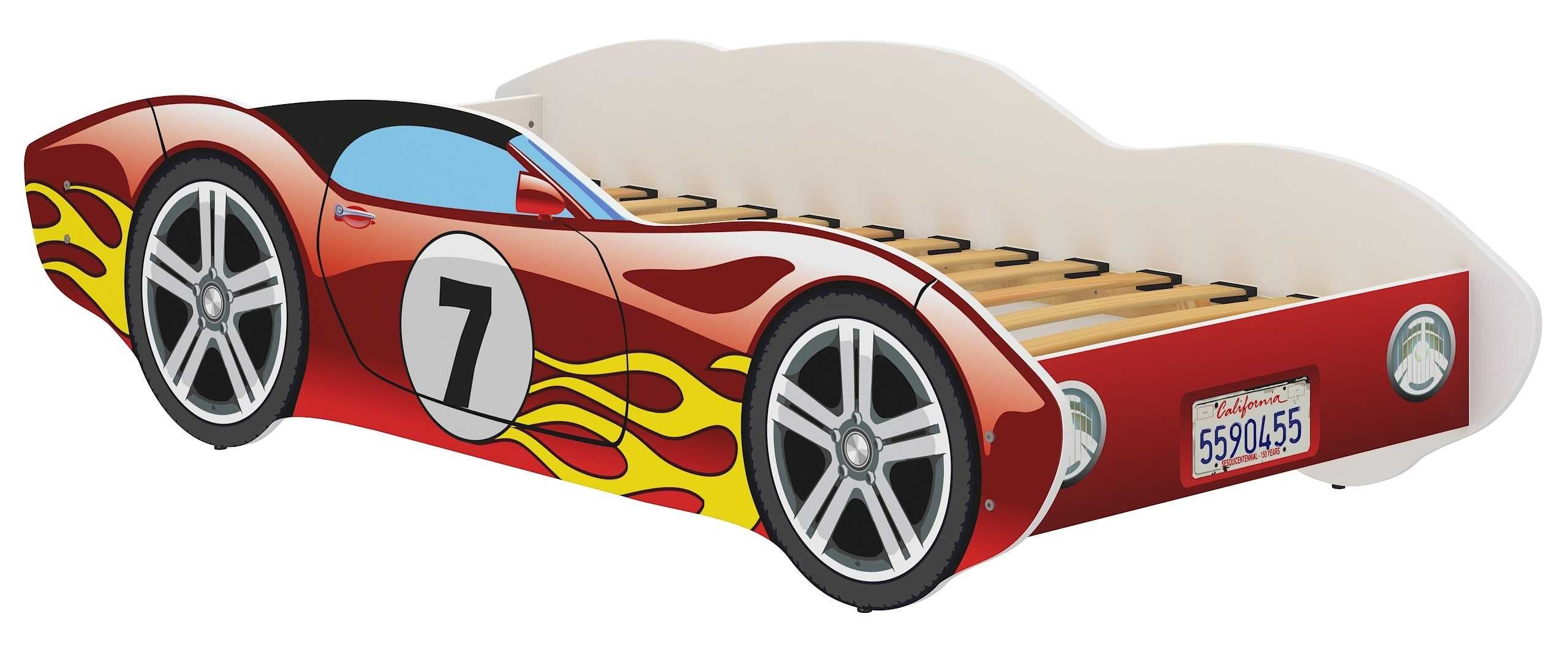 Pat copil masinuta corvette cu saltea 140x70 Albastru sau Rosu