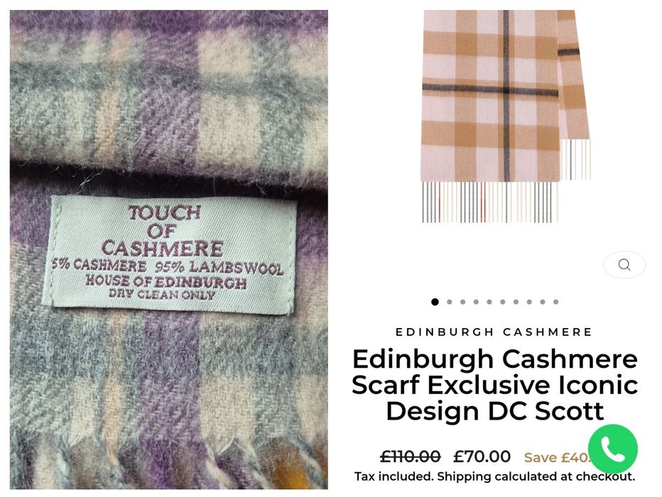 Eșarfă / Fular lux House of Edinburgh, Touch of Cashmere, Lână & Casmi