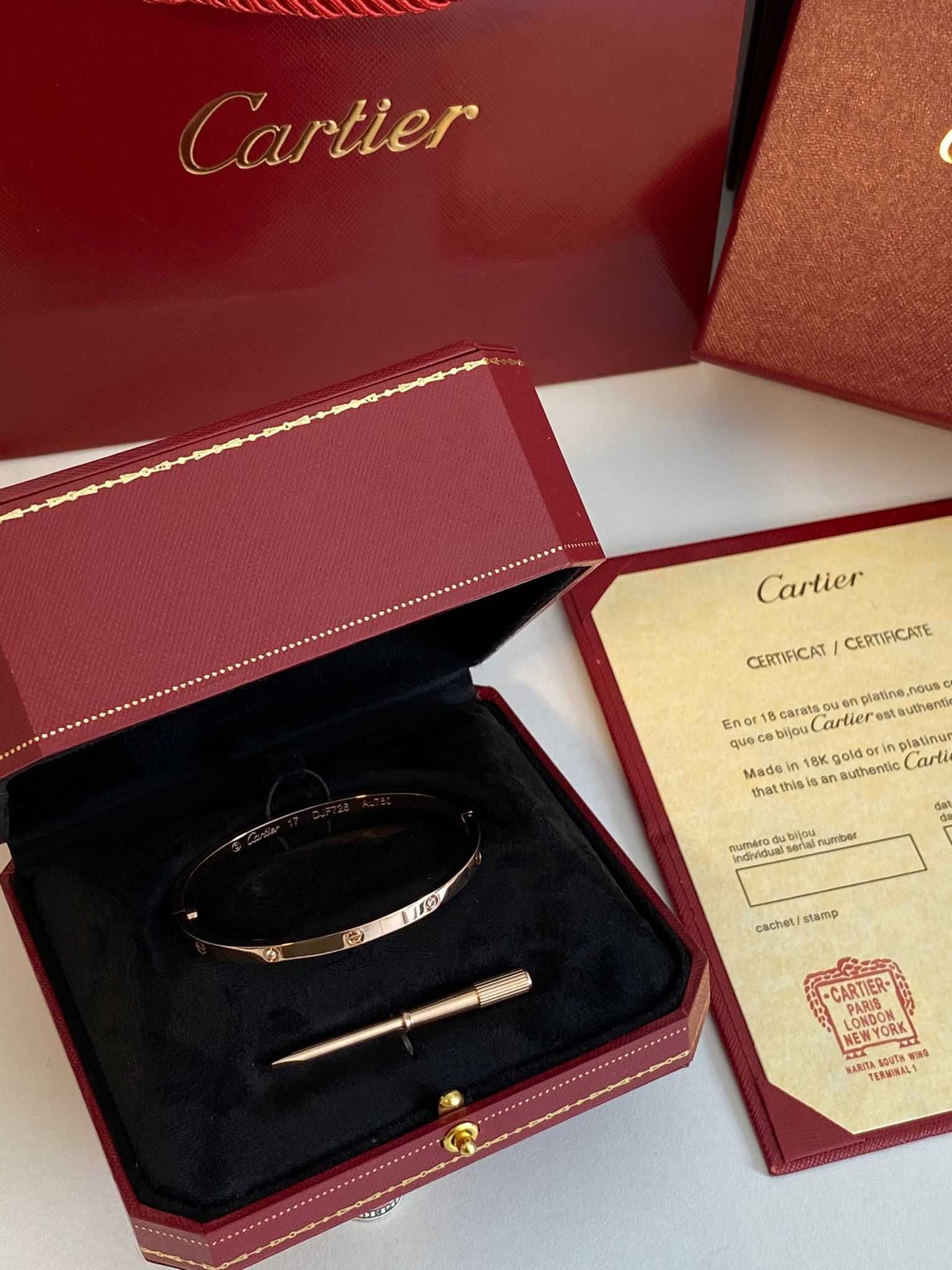 Brățară Cartier Love Slim 17 Rose Gold 750 Diamond cu cutie