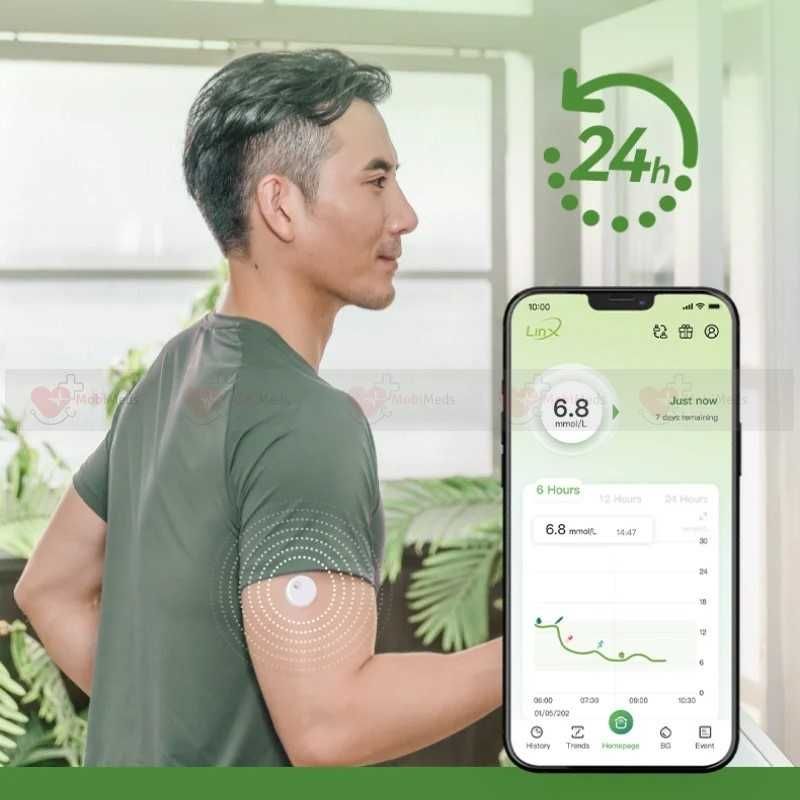 Linx - senzor de monitorizare a glicemiei 15 zile, soft pe telefon