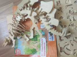 Puzzle educativ Stegozaur 3D din lemn pentru copiii