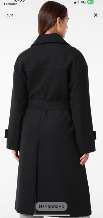 Bershka черно палто XS-S