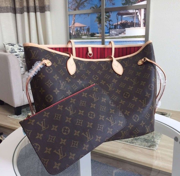 Geanta Louis Vuitton Neverfull piele naturala, saculet, etichetă, card