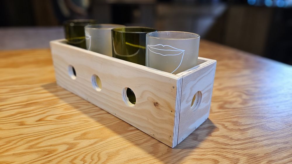 Set 4 pahare sticle vin reciclate