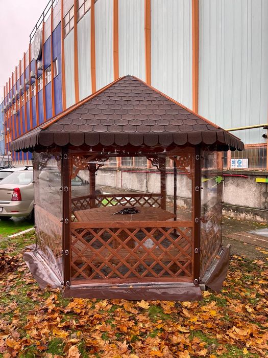 Închideri terase,folie transparentă capse și bride,rulouri cu manivelă