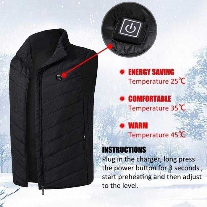 Vesta incalzita prin USB cu 9 zone de incalzire