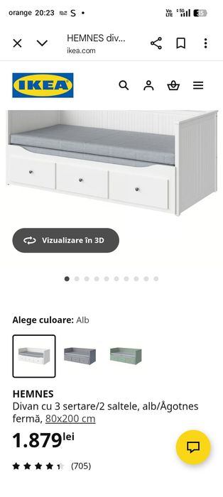 Pat extensibil 190 cm  x200cm ,culoarea alb ,două saltele stare bună