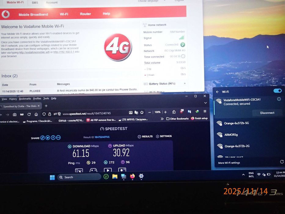 Router/Hotspot 4G cu acumulator: ZTE R216-Z - liber in orice retea