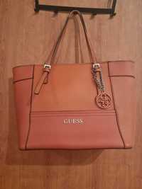 Geanta shopper Guess, piele ecologica, culoare portocaliu