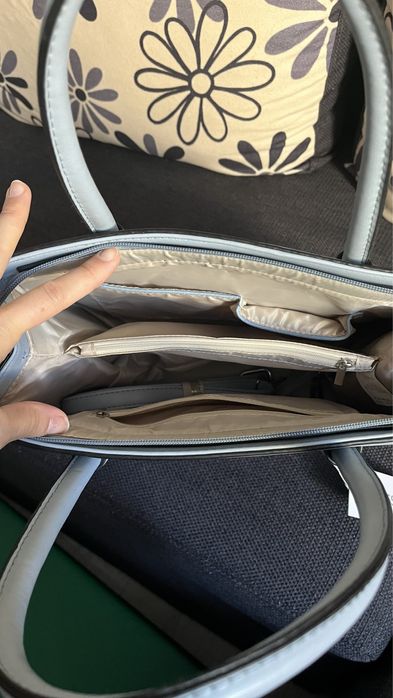 Geanta femei flori albastru alb