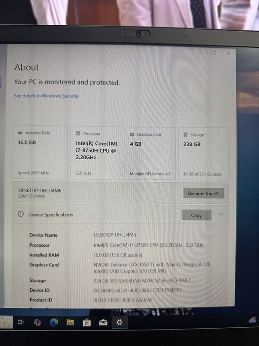 Vand laptop lenovo x1 extreme i7 8750h 16gb ssd 256gb gtx 1050ti
