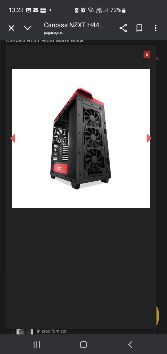 Carcasa pc NZXT H440 Matte Black , Negru cu roșu