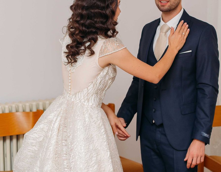 Rochie de mireasa CREM-ROZ - Brand Voloca - marimea S 34-36