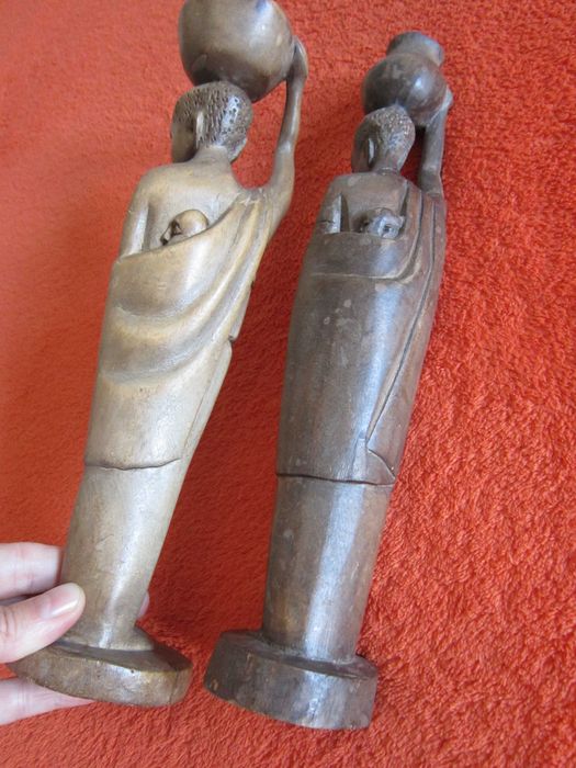 cadou rar Mama Tata si copiii sculptura lemn,arta africana vintage