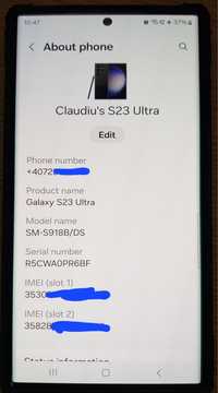 Telefon SAMSUNG Galaxy S23 Ultra 5G, 256GB, 8GB RAM, Black (negru)