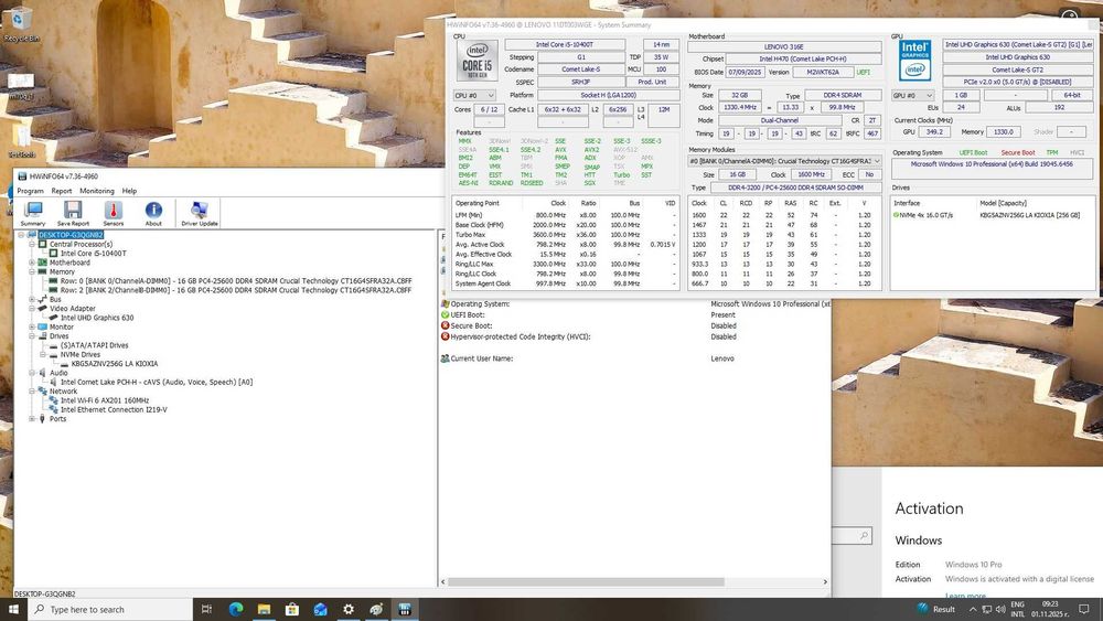 Lenovo ThinkCentre M70q Tiny Desktop i5-10400T/PCIe 256GB/32GB