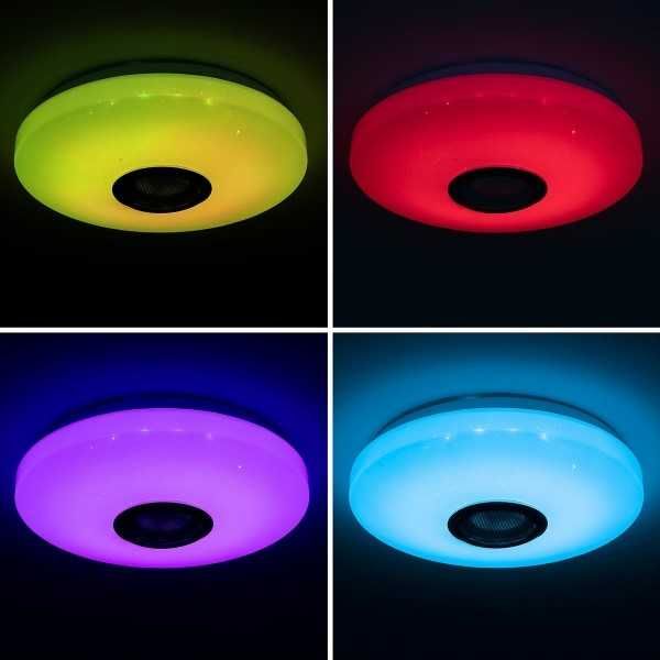 Plafoniera LED Smart, cu lumina RGB, difuzor de muzica si telecomanda