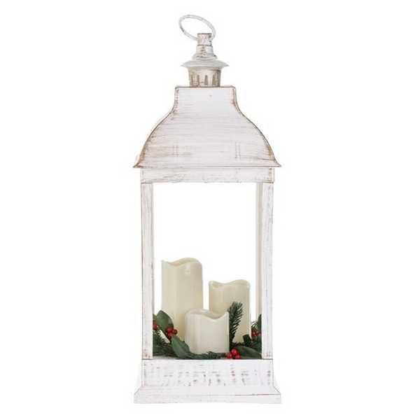 Коледен LED фенер Mercado Trade, 3бр. свещи, Бял