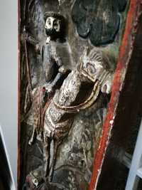 Tablou, sculptura veche in lemn masiv