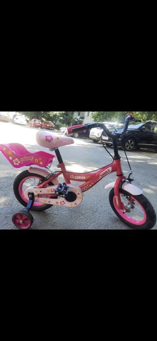 Bicicleta 12" pentru fete, 1 viteza, roz.