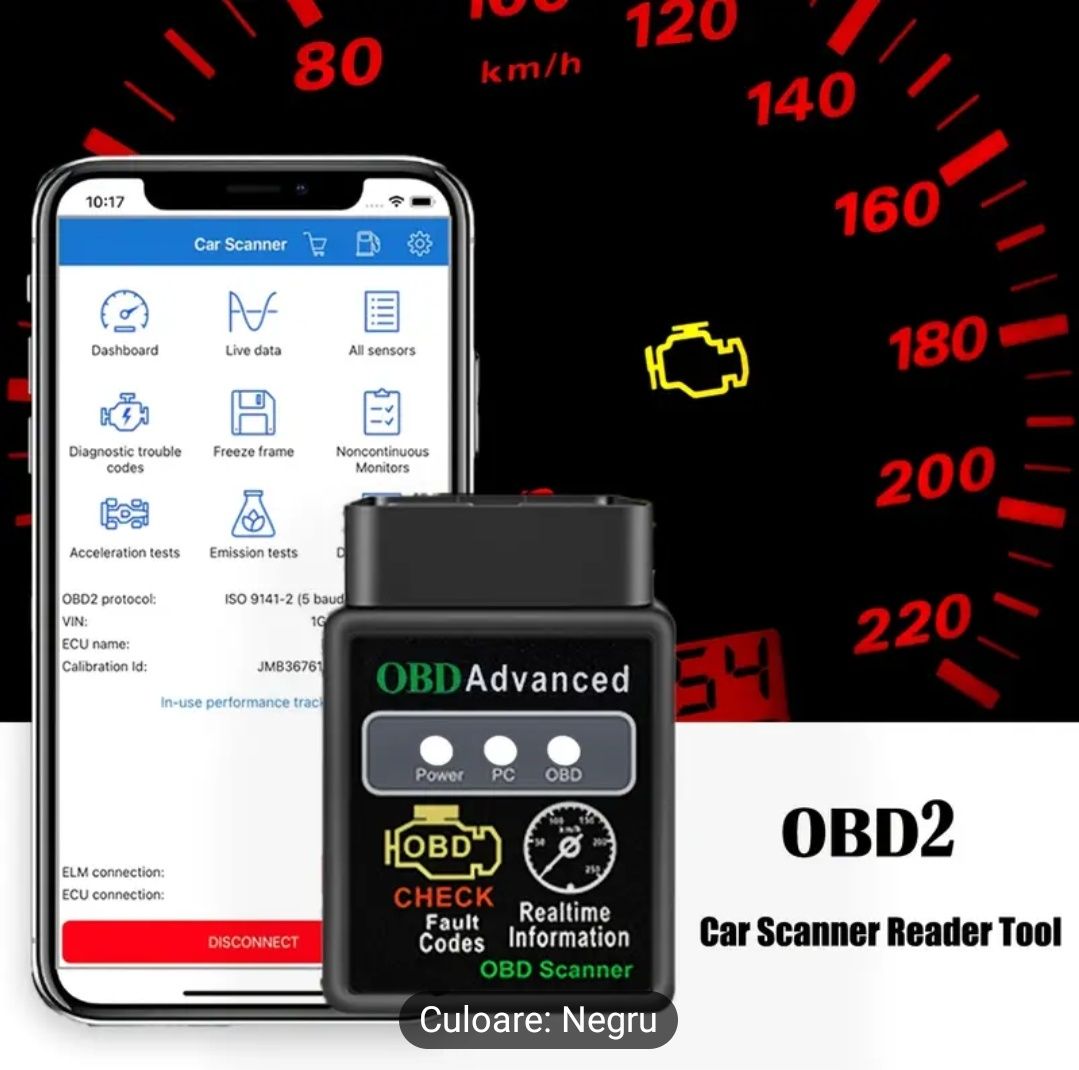 Aparat Bluetooth pentru ștergere coduri eroare direct pe telefon