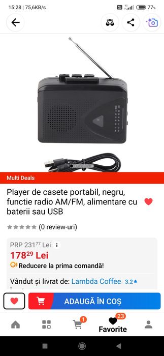 Vând radiocasetofon portabil