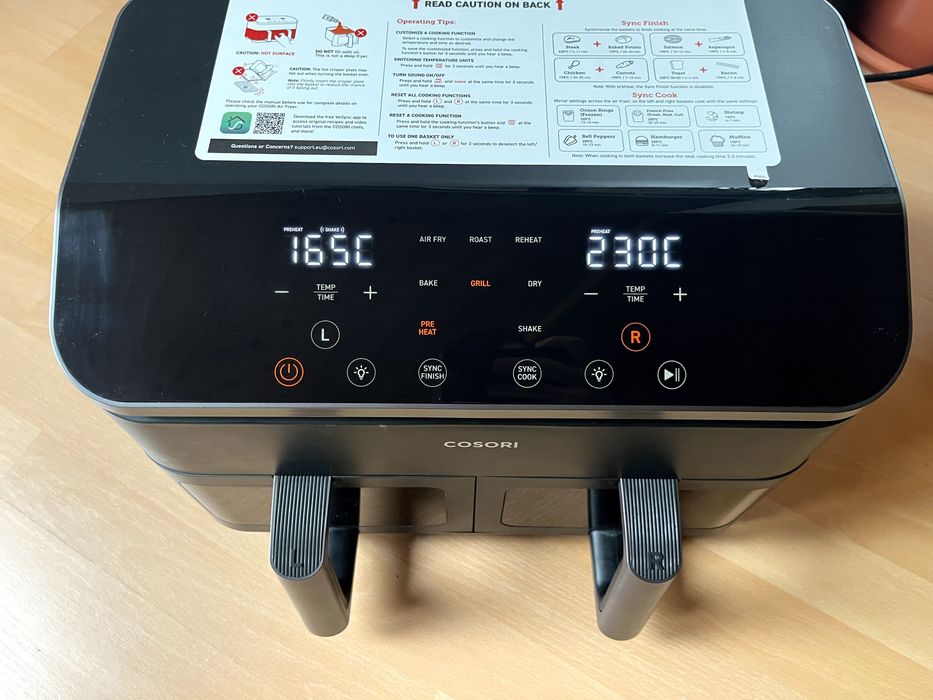 Friteuza cu aer cald dubla COSORI CAF-R901-AEU, 8.5l, 1750W, negru