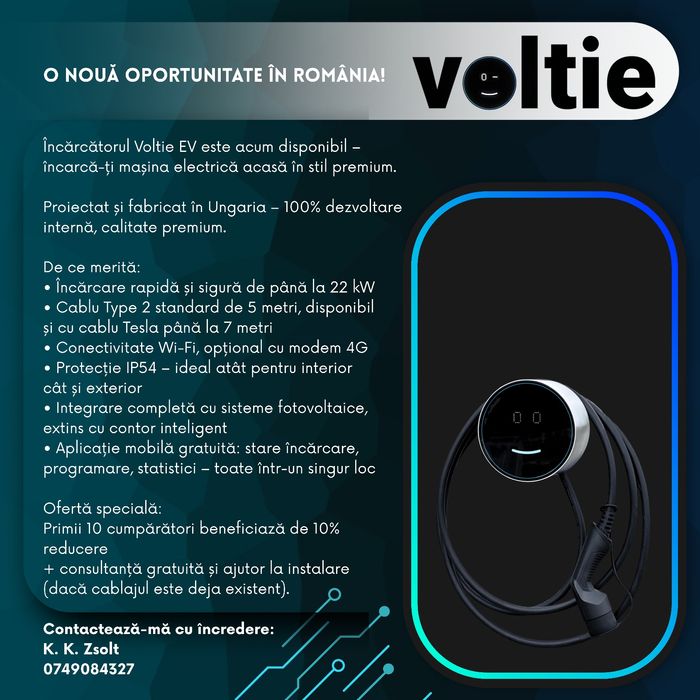 Voltie – încărcător EV inteligent, acum și în România!