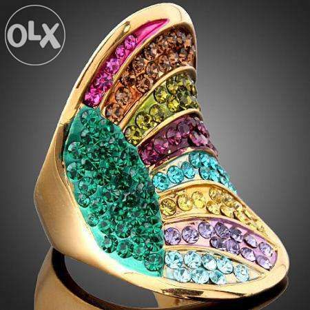 Inel multicolor,18KGP, Swarovski Crystals ! -pret negociabil