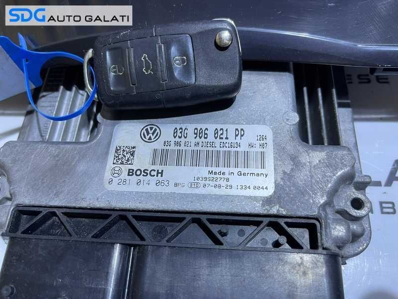 Kit Pornire ECU Calculator Motor Cip Cheie Imobilizator VW Jetta 2.0 TDI BKD 2005 - 2011 Cod 03G906021PP 0281014063 03G906021AN [L2266]
