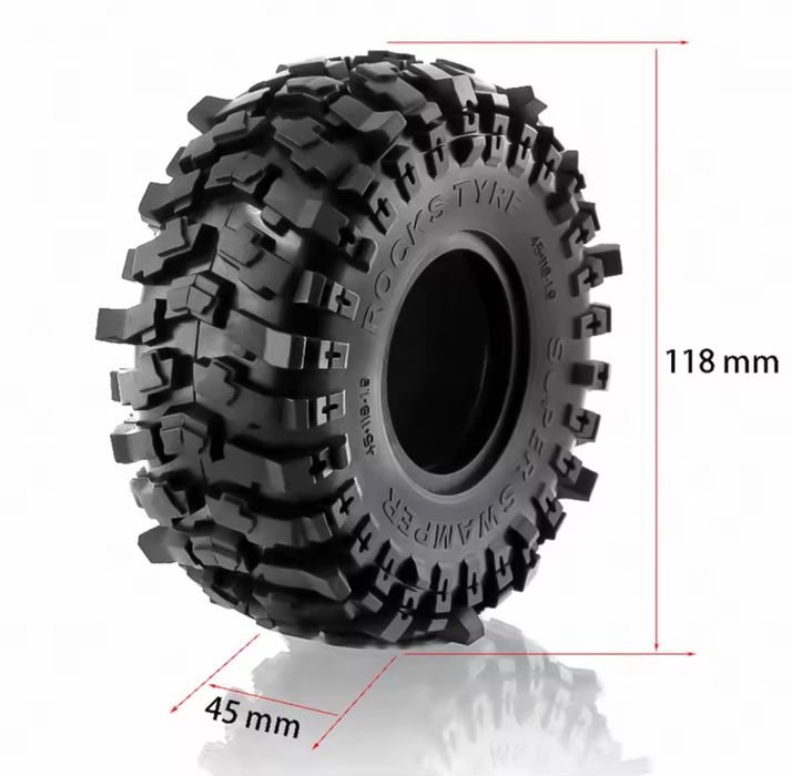 Set 4x Milky Soft rubber 1.9 wheel tires 118*45 mm car 1:10