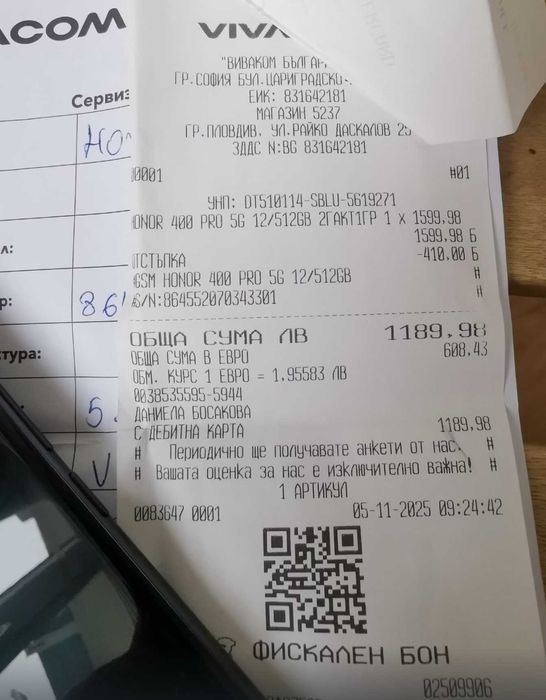 HONOR 400 PRO 12/512 неразлечим от нов, 24м гаранция