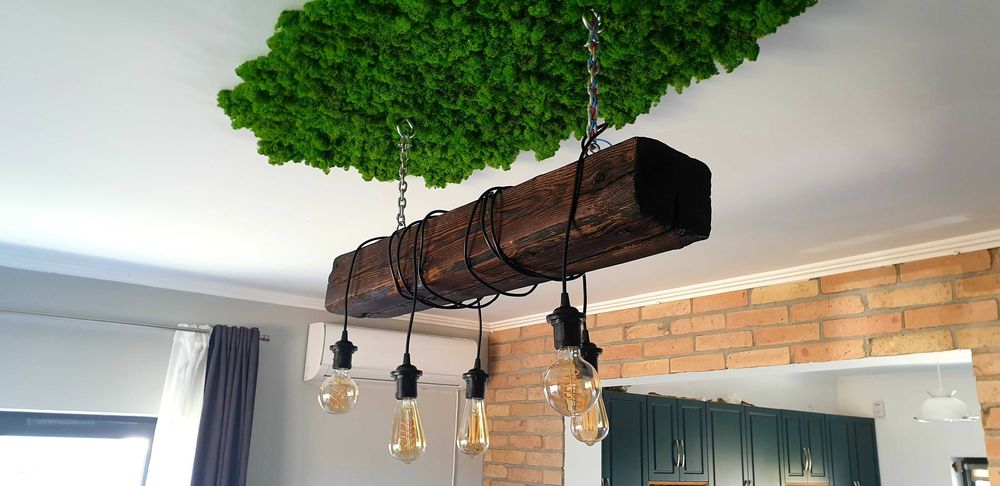 Candelabru industrial, >110 ani, Shou Sugi Ban (lemn ars)