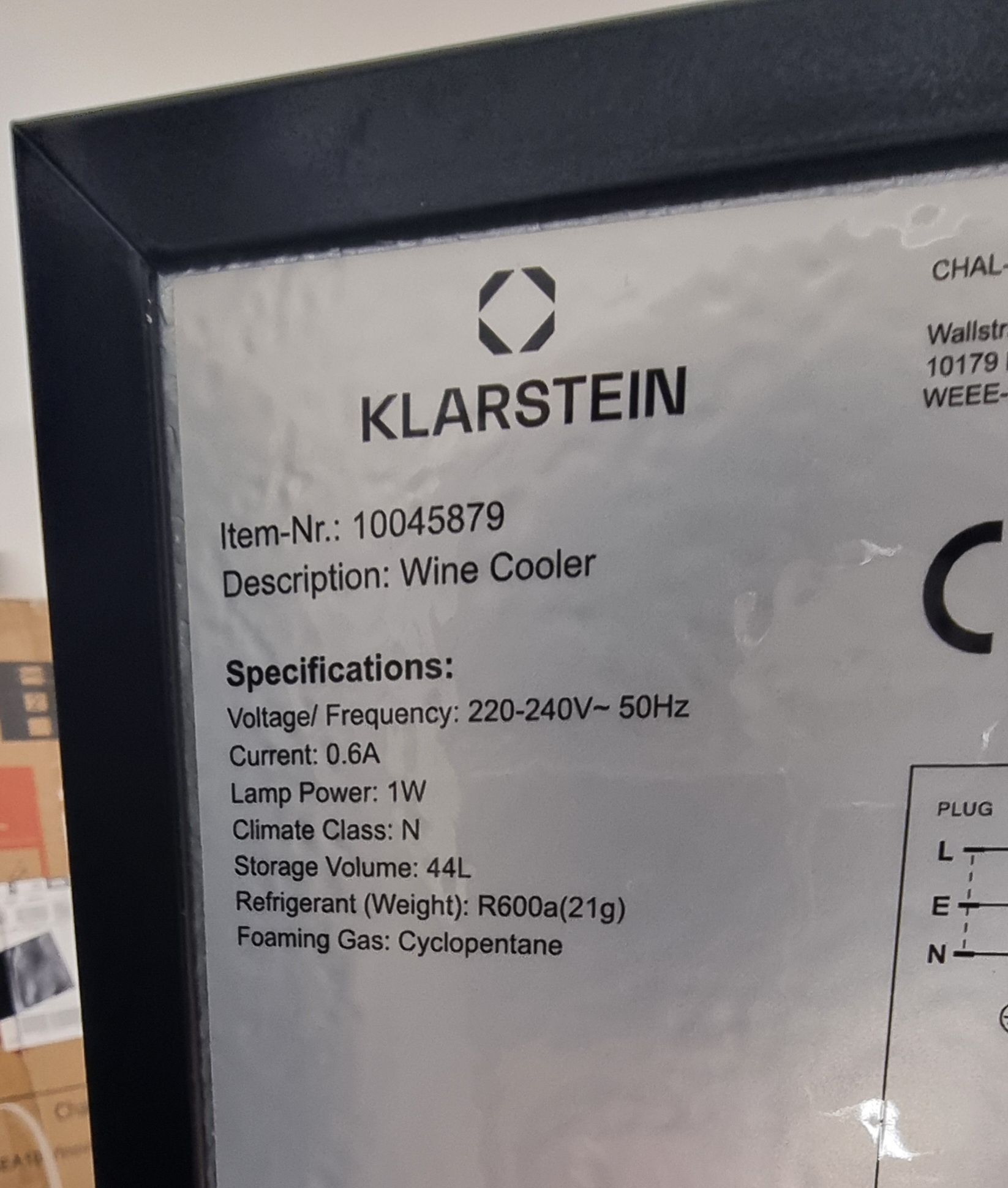 Wine Cooler Klarstein 44L