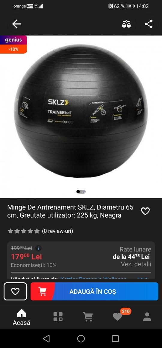 Minge De Antrenament SKLZ, Diametru 65 cm, Greutate utilizator: 225 kg